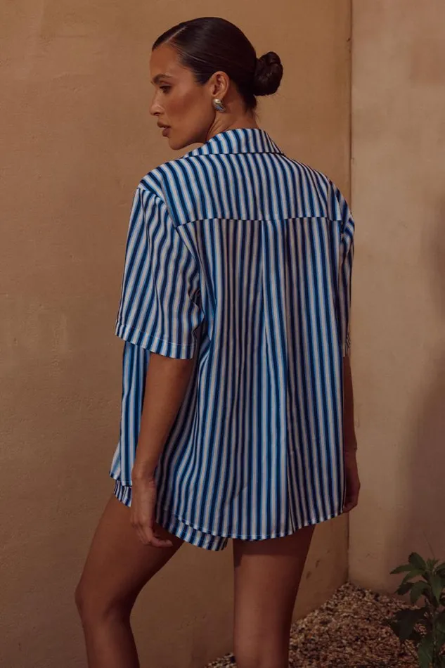 Runaway The Label Shirts and Blouses Shop INDIGO SHIRT 8211 INDIGO STRIPE
