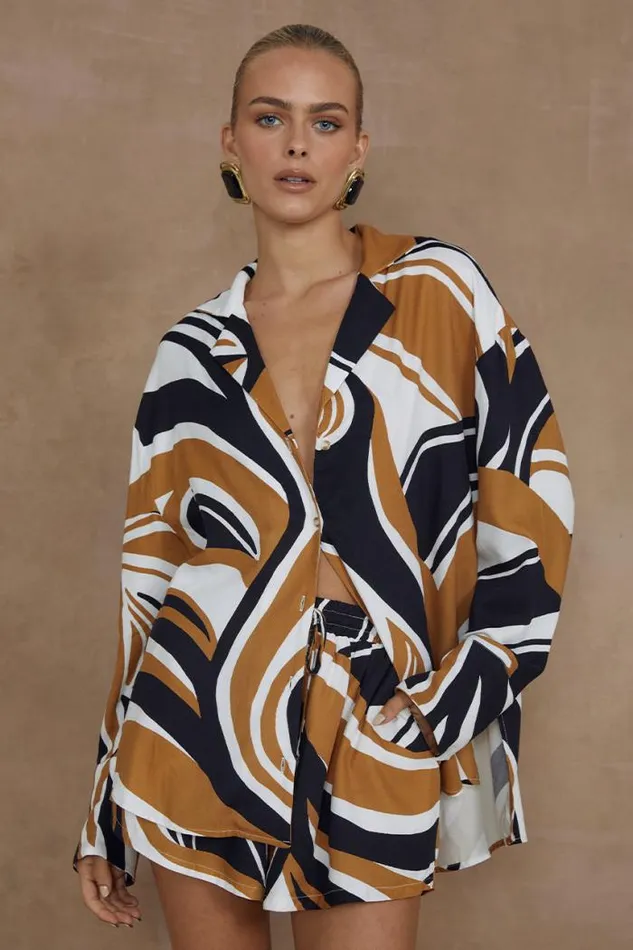 Runaway The Label Shirts and Blouses Shop SOLA SHIRT 8211 PANTINA CARAMEL