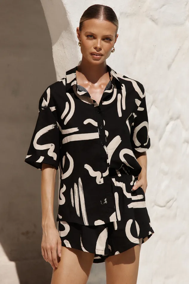 Runaway The Label Shirts and Blouses Shop YORK COTTON SHIRT 8211 BLACKSAND Runaway The Label Shirts and Blouses Shop YORK COTTON SHIRT 8211 BLACKSAND