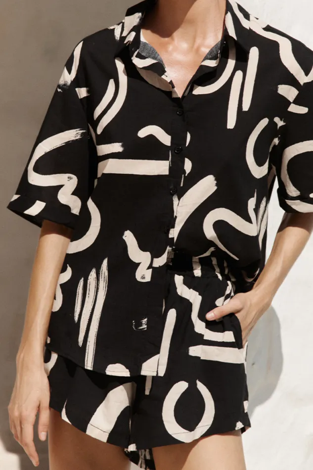 Runaway The Label Shirts and Blouses Shop YORK COTTON SHIRT 8211 BLACKSAND Runaway The Label Shirts and Blouses Shop YORK COTTON SHIRT 8211 BLACKSAND