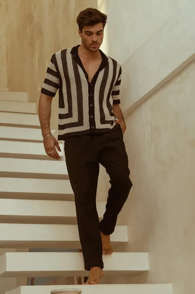 Runaway The Label Shirts Menswear THEO KNIT SHIRT 8211 SANDBLACK