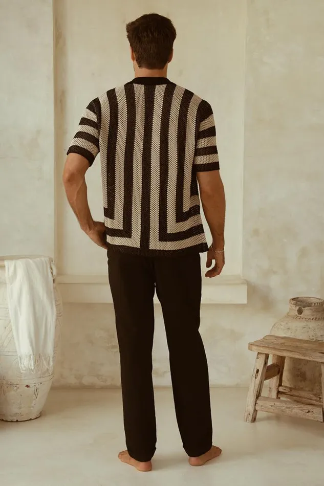 Runaway The Label Shirts Menswear THEO KNIT SHIRT 8211 SANDBLACK