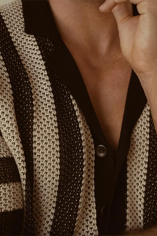 Runaway The Label Shirts Menswear THEO KNIT SHIRT 8211 SANDBLACK