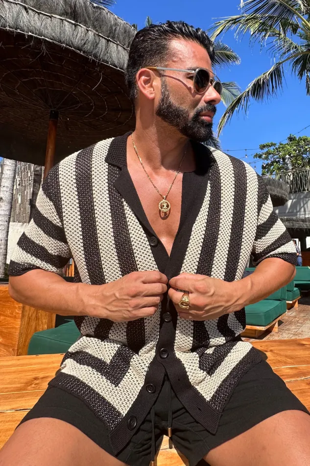 Runaway The Label Shirts Menswear THEO KNIT SHIRT 8211 SANDBLACK