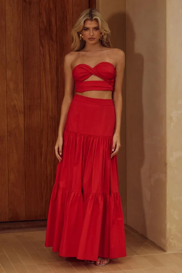 Runaway The Label Skirts Shop AYLA MAXI SKIRT 8211 RED