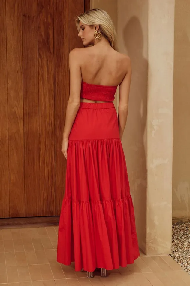 Runaway The Label Skirts Shop AYLA MAXI SKIRT 8211 RED