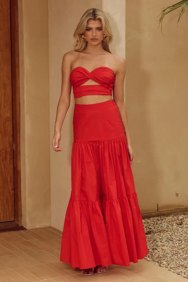 Runaway The Label Skirts Shop AYLA MAXI SKIRT 8211 RED