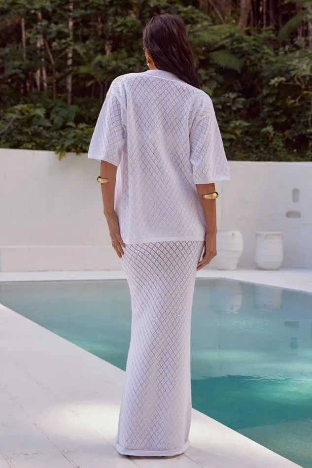 Runaway The Label Skirts Shop STELLA KNIT MAXI SKIRT 8211 WHITE