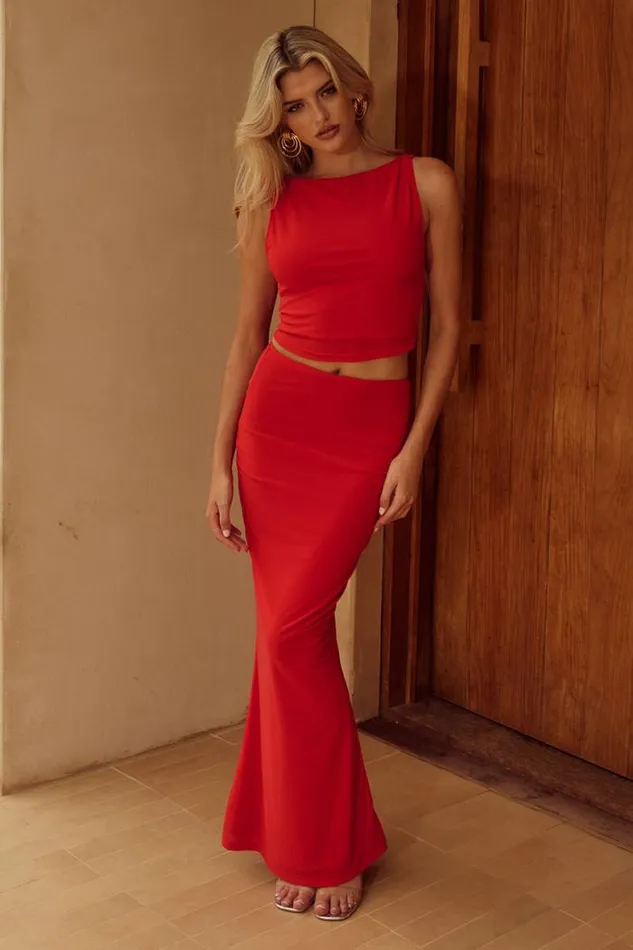 Runaway The Label Skirts Shop ZARELA MAXI SKIRT 8211 RED