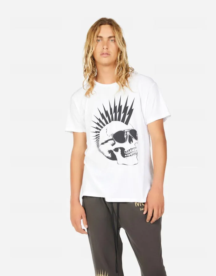 Sadler Moshi Lightning Skull White Men039s Lauren Moshi Tees