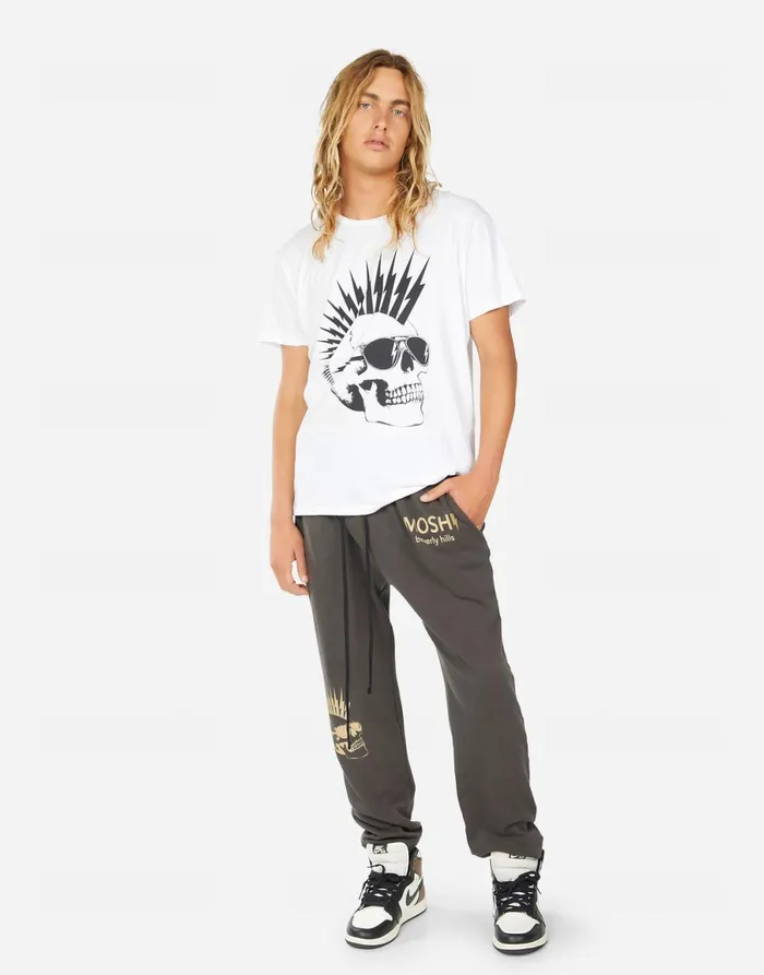 Sadler Moshi Lightning Skull White Men039s Lauren Moshi Tees