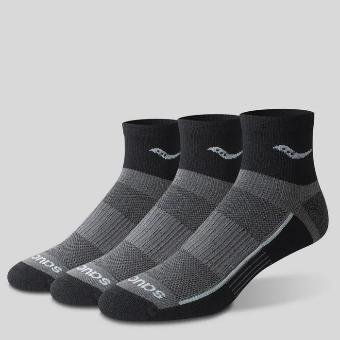 Saucony Accessories MenWomen Inferno Quarter 3Pack Socks Black