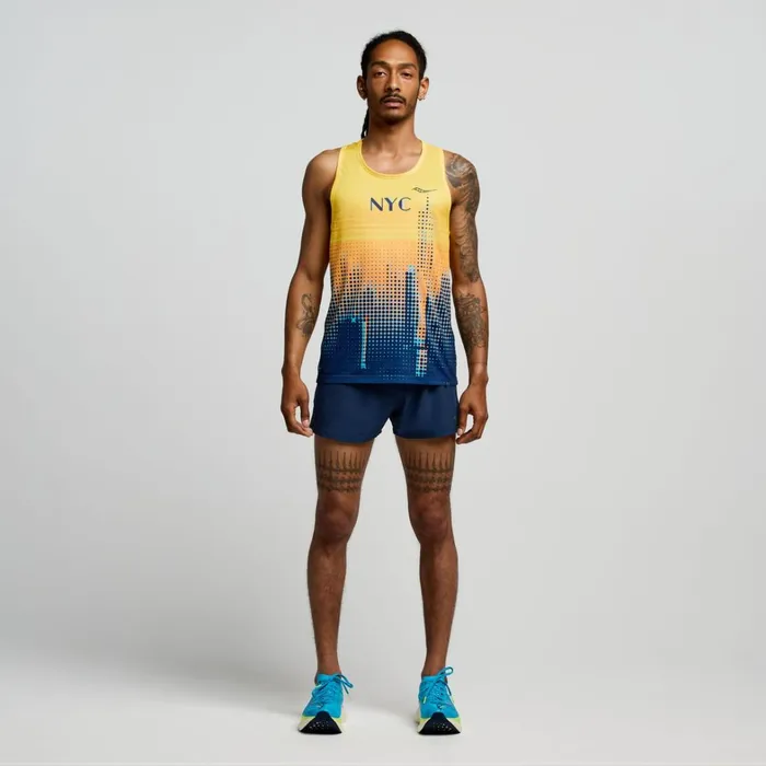 Saucony Tops Men Nyc Stopwatch Graphic Singlet New York 2024