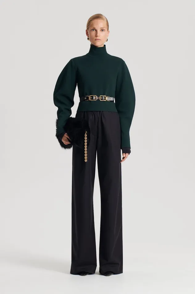 Scanlan Theodore CREPE KNIT COCOON SLEEVE SWEATER DARKGREEN Women Tops