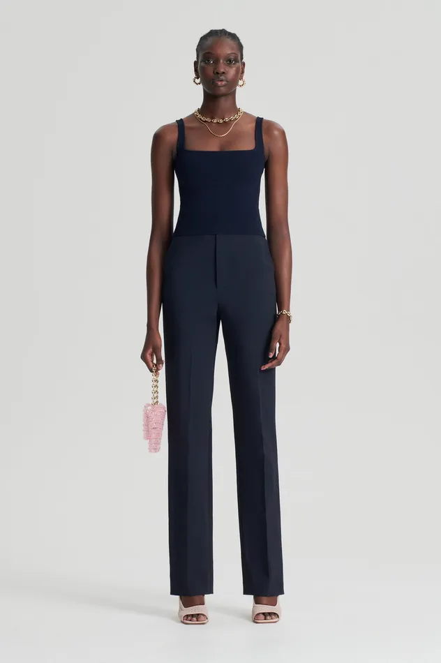 Scanlan Theodore CREPE KNIT SQUARE CAMISOLE NAVY Women Tops