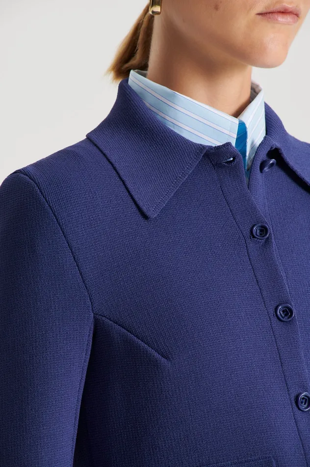 Scanlan Theodore Knitwear Women CREPE KNIT CROP BUTTON JACKET ROYAL Scanlan Theodore Knitwear Women CREPE KNIT CROP BUTTON JACKET ROYAL