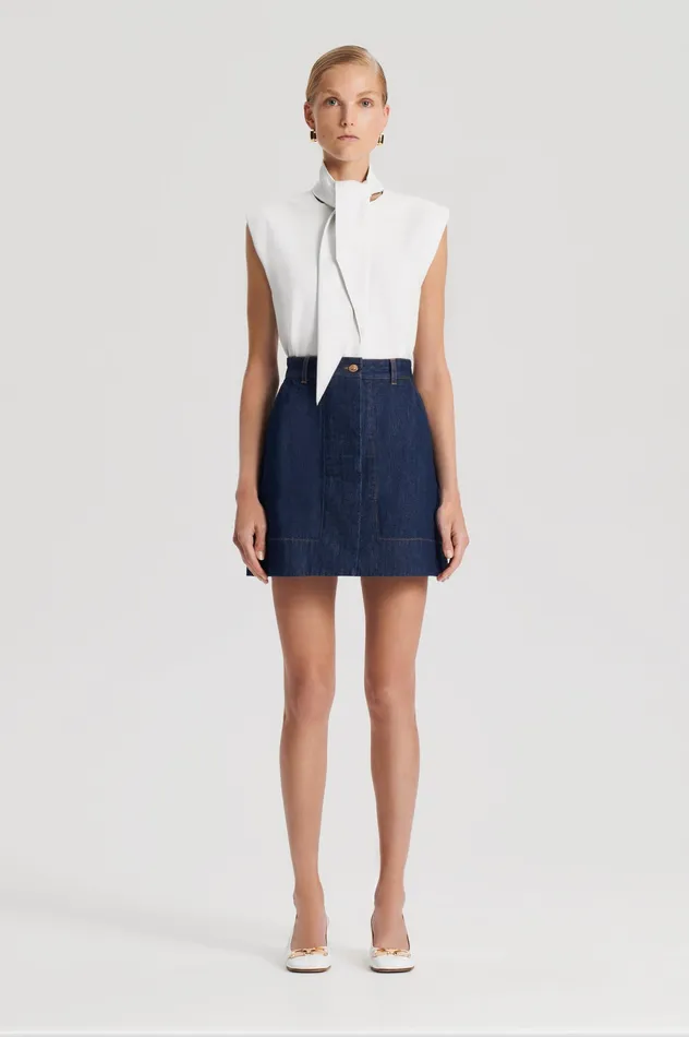 Scanlan Theodore Tops Women LEATHER CRAVAT TOP WHITE