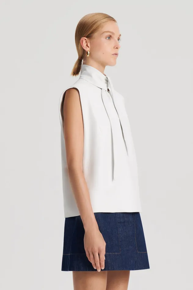 Scanlan Theodore Tops Women LEATHER CRAVAT TOP WHITE