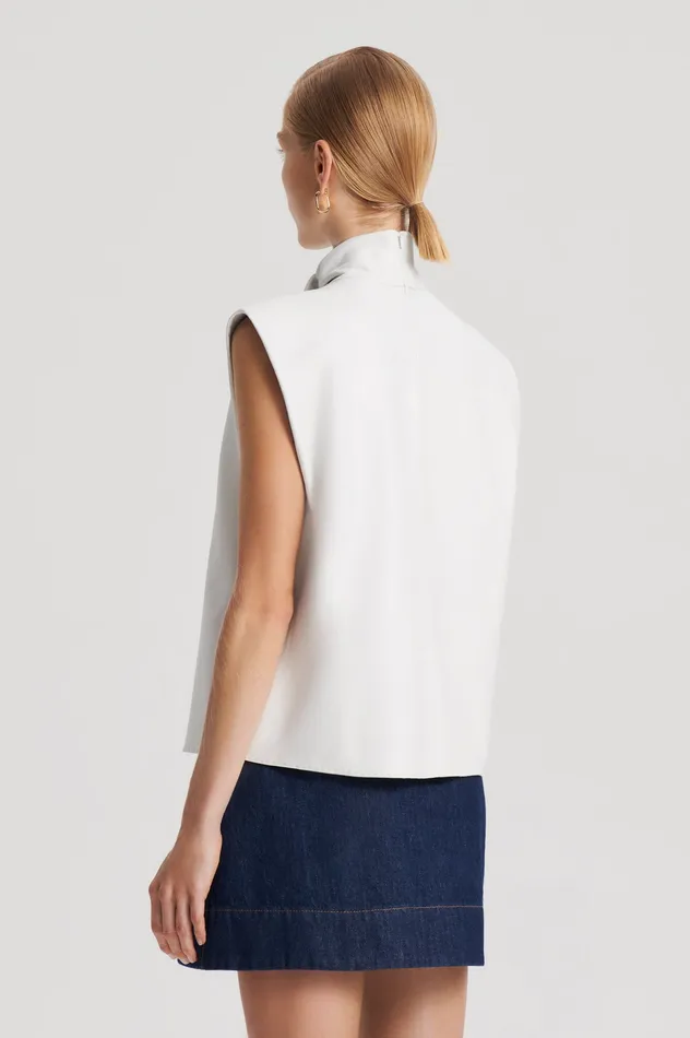 Scanlan Theodore Tops Women LEATHER CRAVAT TOP WHITE