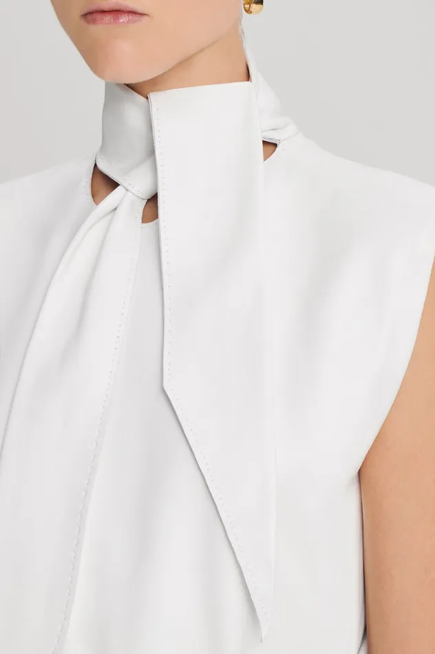 Scanlan Theodore Tops Women LEATHER CRAVAT TOP WHITE
