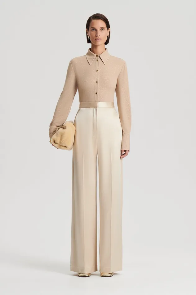 Scanlan Theodore Trousers Women SATIN DRAPE LEG TROUSER GOLD