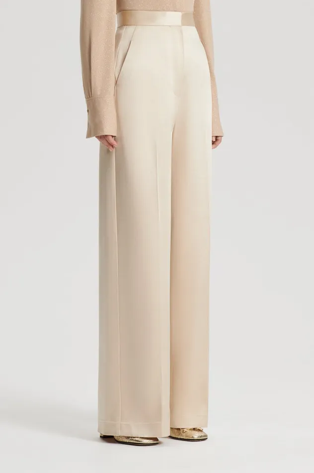 Scanlan Theodore Trousers Women SATIN DRAPE LEG TROUSER GOLD Scanlan Theodore Trousers Women SATIN DRAPE LEG TROUSER GOLD