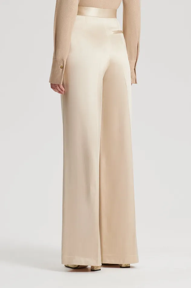 Scanlan Theodore Trousers Women SATIN DRAPE LEG TROUSER GOLD Scanlan Theodore Trousers Women SATIN DRAPE LEG TROUSER GOLD