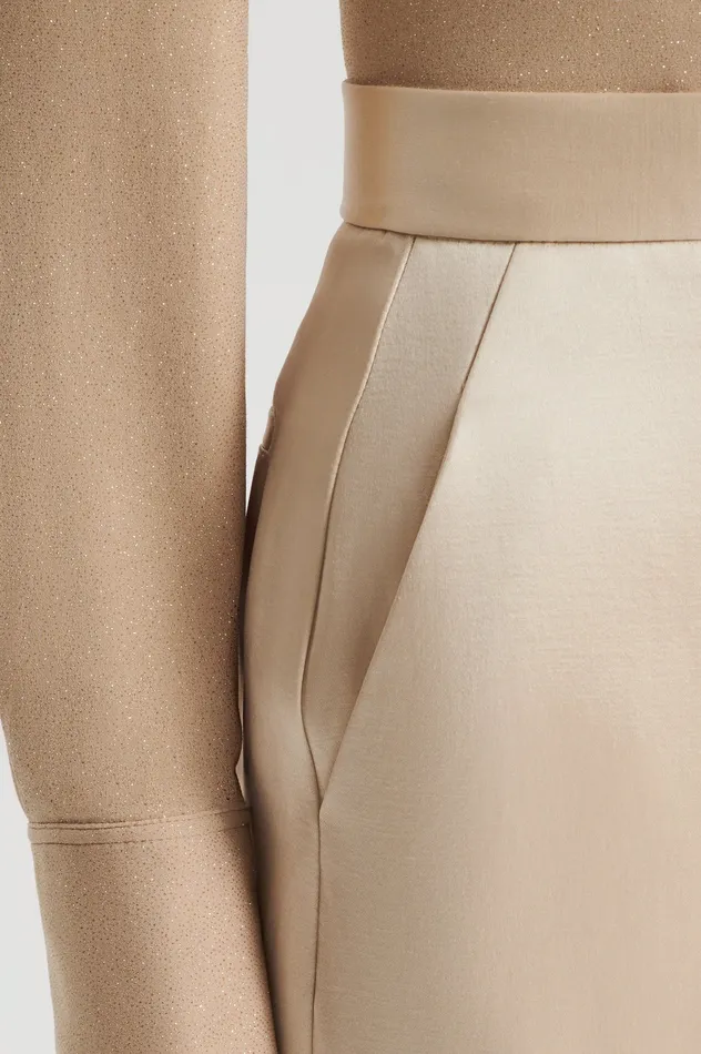 Scanlan Theodore Trousers Women SATIN DRAPE LEG TROUSER GOLD Scanlan Theodore Trousers Women SATIN DRAPE LEG TROUSER GOLD