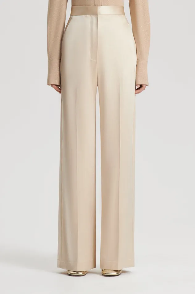 Scanlan Theodore Trousers Women SATIN DRAPE LEG TROUSER GOLD Scanlan Theodore Trousers Women SATIN DRAPE LEG TROUSER GOLD