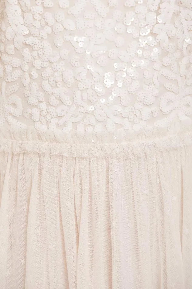 Sequin Wreath Bodice OffShoulder Ankle Gown Champagne Women Needle and Thread Dresses
