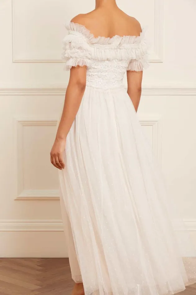 Sequin Wreath Bodice OffShoulder Ankle Gown Champagne Women Needle and Thread Dresses
