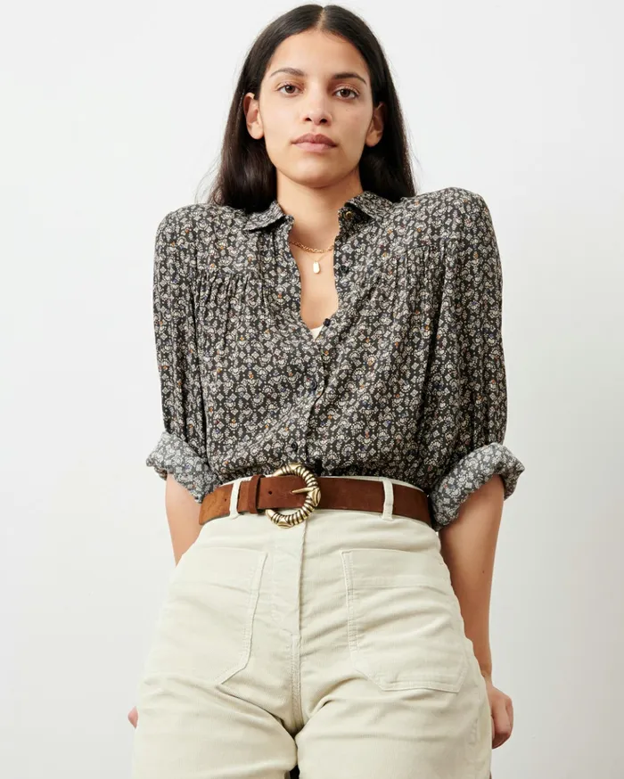 Sessn Womens Shirts And Blouses Nastassia Coffee Blue Orozco On Sale