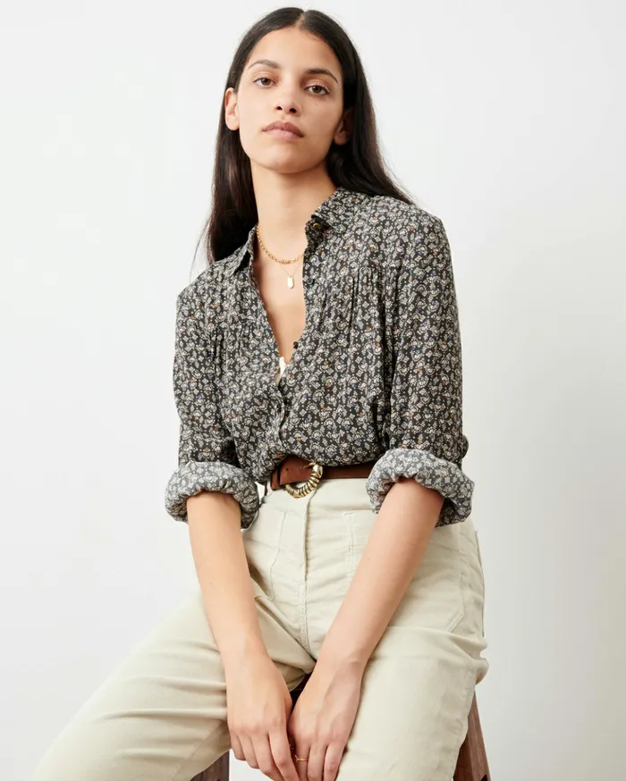 Sessn Womens Shirts And Blouses Nastassia Coffee Blue Orozco On Sale