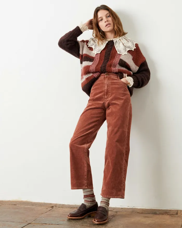Sessn Womens Trousers Velvet cruise Auburn