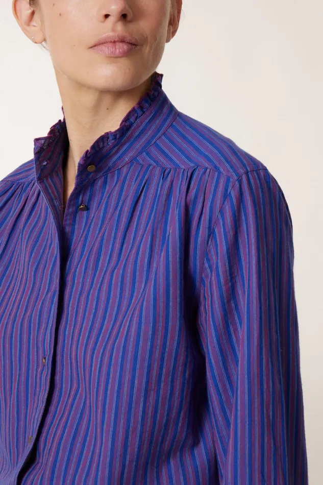 Shirts and Blouses Women Leon and Harper Caith Stripe Shirt Purple