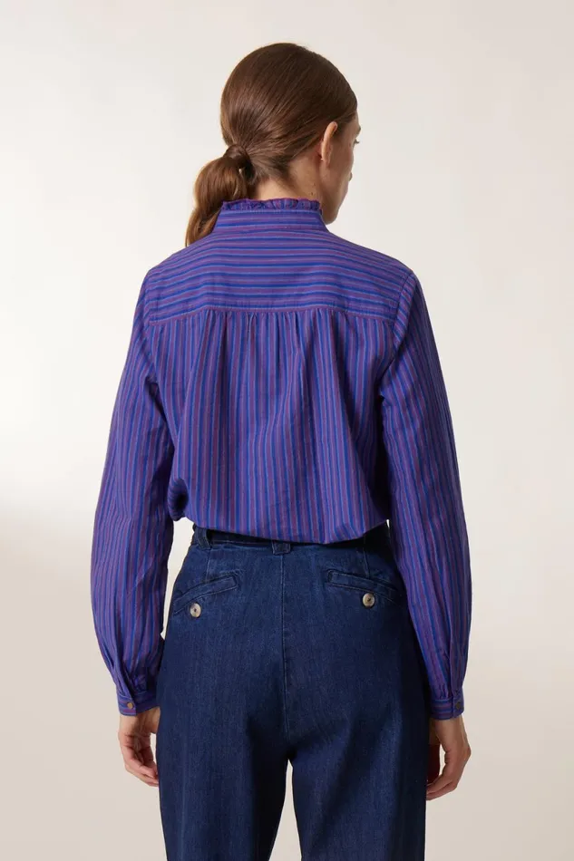 Shirts and Blouses Women Leon and Harper Caith Stripe Shirt Purple