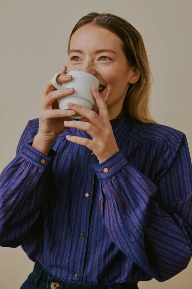 Shirts and Blouses Women Leon and Harper Caith Stripe Shirt Purple