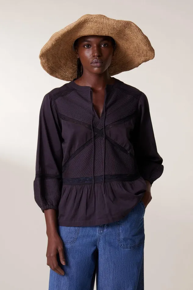 Shirts and Blouses Women Leon and Harper Cecil Lace Blouse Carbone