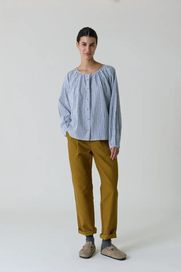 Shirts and Blouses Women Leon and Harper Coalie Stripe Shirt Blue