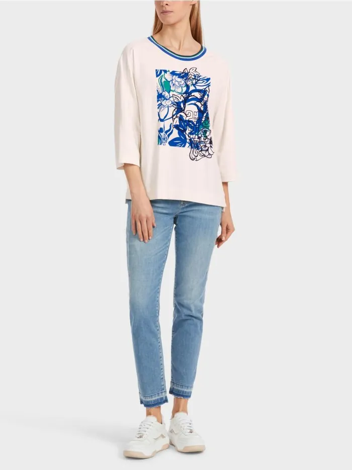 Shirts and Tops Damen Marc Cain Bedrucktes TShirt Rethink Together Almond Blossom