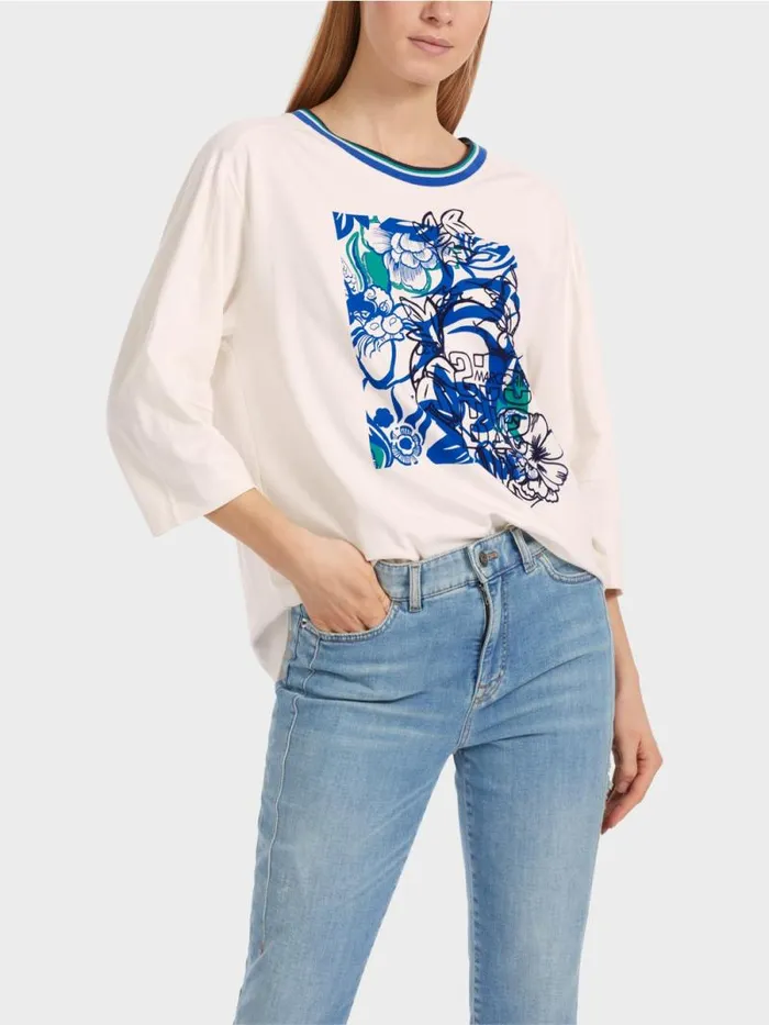 Shirts and Tops Damen Marc Cain Bedrucktes TShirt Rethink Together Almond Blossom