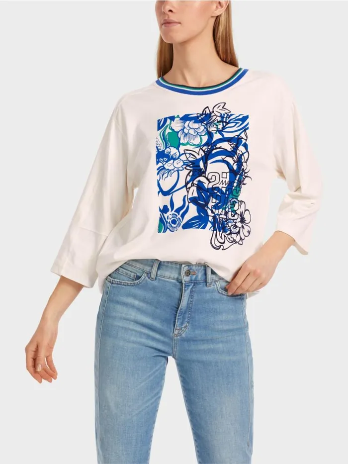 Shirts and Tops Damen Marc Cain Bedrucktes TShirt Rethink Together Almond Blossom