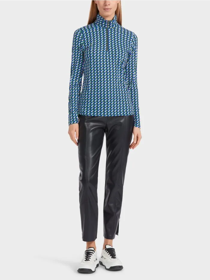 Shirts and Tops Damen Marc Cain Gemustertes TShirt Mit Stehkragen Enamel