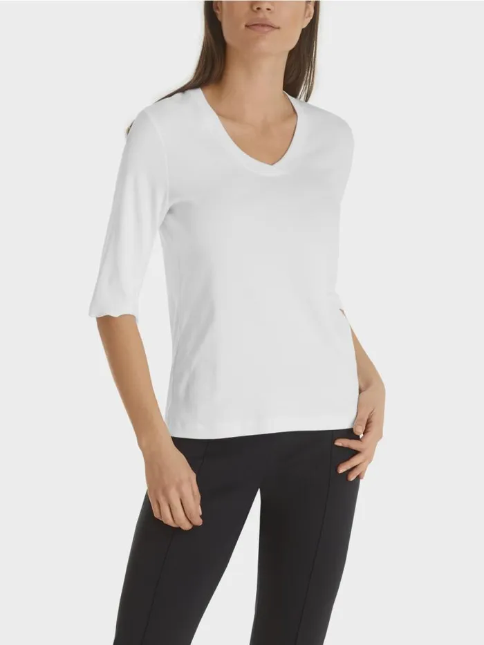 Shirts and Tops Damen Marc Cain Shirt Aus BaumwollRippJersey White