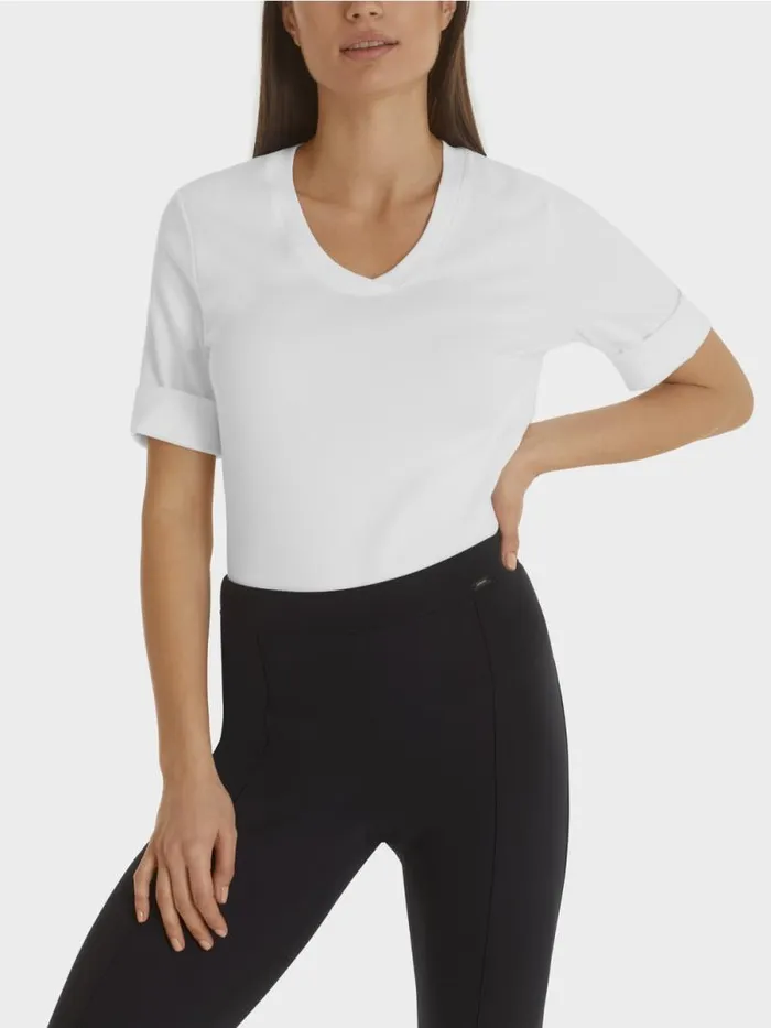 Shirts and Tops Damen Marc Cain Shirt Aus BaumwollRippJersey White