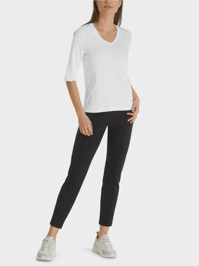 Shirts and Tops Damen Marc Cain Shirt Aus BaumwollRippJersey White