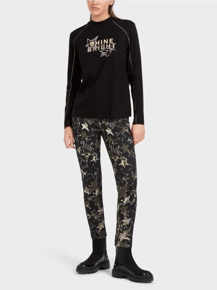 Shirts and Tops Damen Marc Cain TShirt Mit Print Und Ziernhten Black