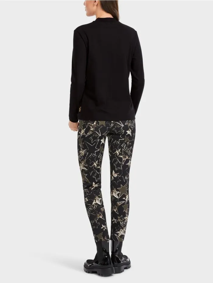 Shirts and Tops Damen Marc Cain TShirt Mit Print Und Ziernhten Black