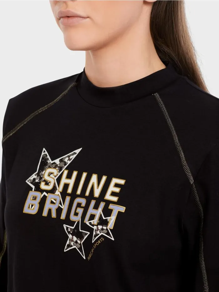 Shirts and Tops Damen Marc Cain TShirt Mit Print Und Ziernhten Black
