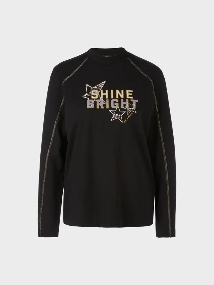 Shirts and Tops Damen Marc Cain TShirt Mit Print Und Ziernhten Black